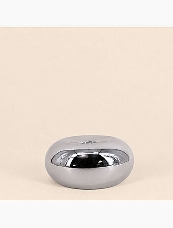 Bougeoir en céramique argenté d12cm