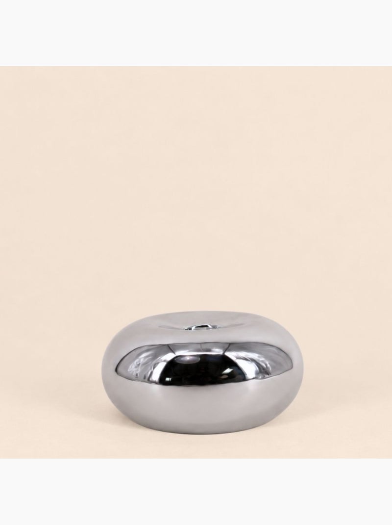 Bougeoir en céramique argenté d12cm Gris - Kiabi