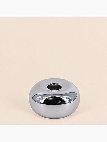 Bougeoir en céramique argenté d7,5cm