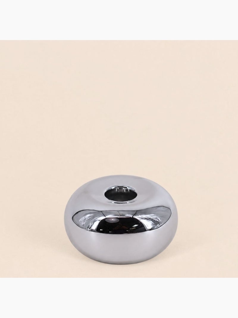 Bougeoir en céramique argenté d7,5cm Gris - Kiabi