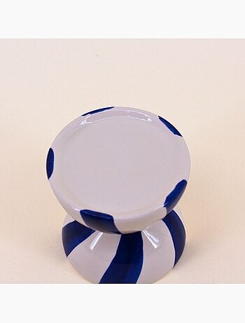 Bougeoir en céramique bleu / blanc 10cm