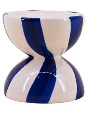 Bougeoir en céramique bleu / blanc 10cm