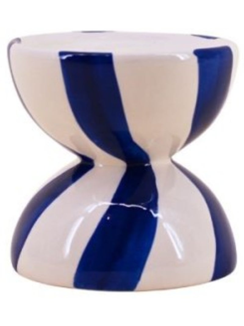 Bougeoir en céramique bleu / blanc 10cm Bleu - Kiabi