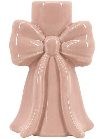 Bougeoir en céramique forme noeud rose 12cm