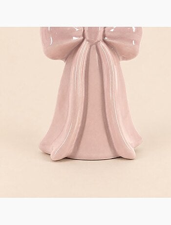 Bougeoir en céramique forme noeud rose 12cm