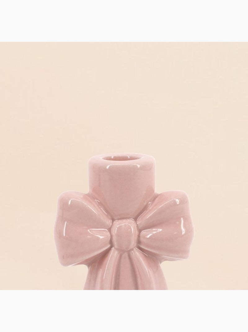 Bougeoir en céramique forme noeud rose 12cm Rose - Kiabi