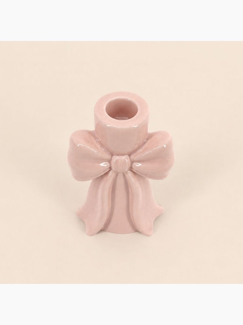 Bougeoir en céramique forme noeud rose 12cm Rose - Kiabi