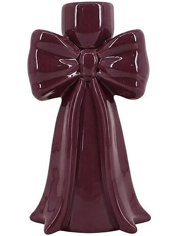 Bougeoir en céramique forme noeud violet 17cm