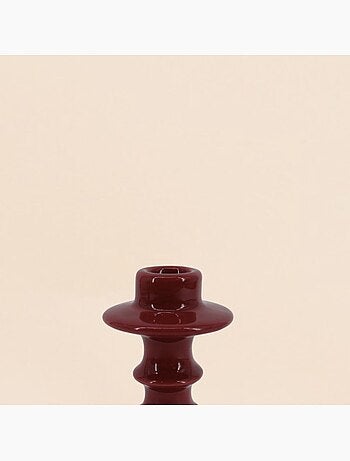 Bougeoir en céramique rouge 14cm