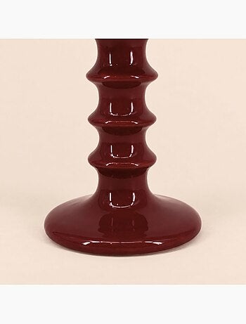 Bougeoir en céramique rouge 14cm