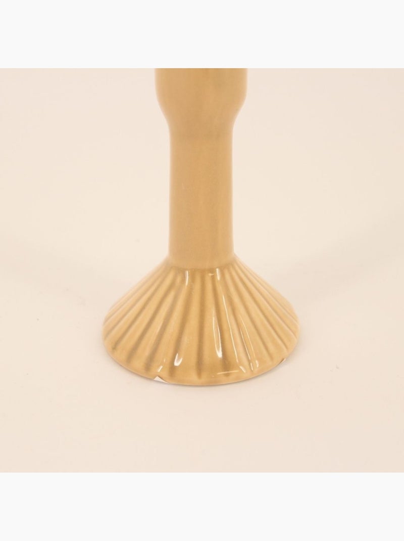 Bougeoir en céramique strié 13cm Beige - Kiabi