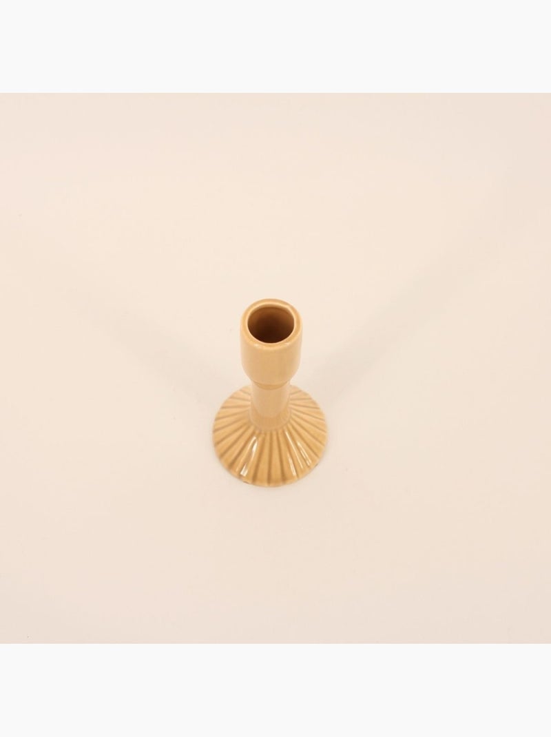 Bougeoir en céramique strié 13cm Beige - Kiabi