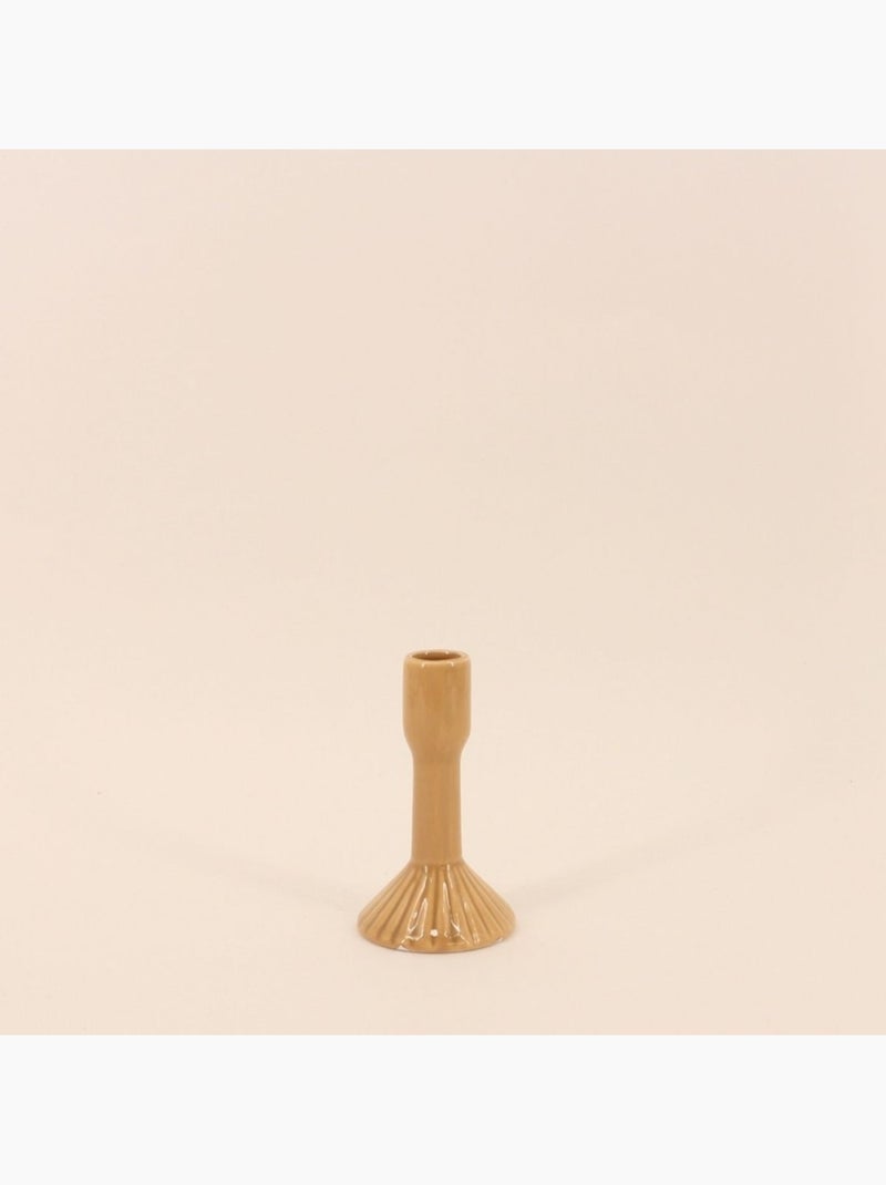 Bougeoir en céramique strié 13cm Beige - Kiabi