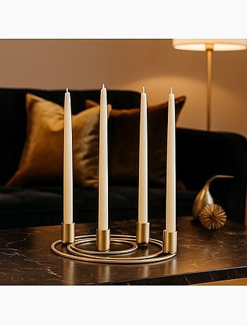 Bougeoir en métal doré 4 supports