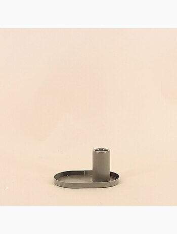Bougeoir en métal kaki base ovale 12x6cm