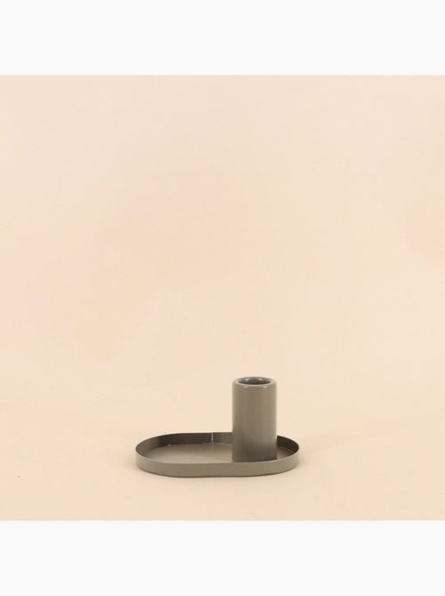 Bougeoir en métal kaki base ovale 12x6cm - Kiabi