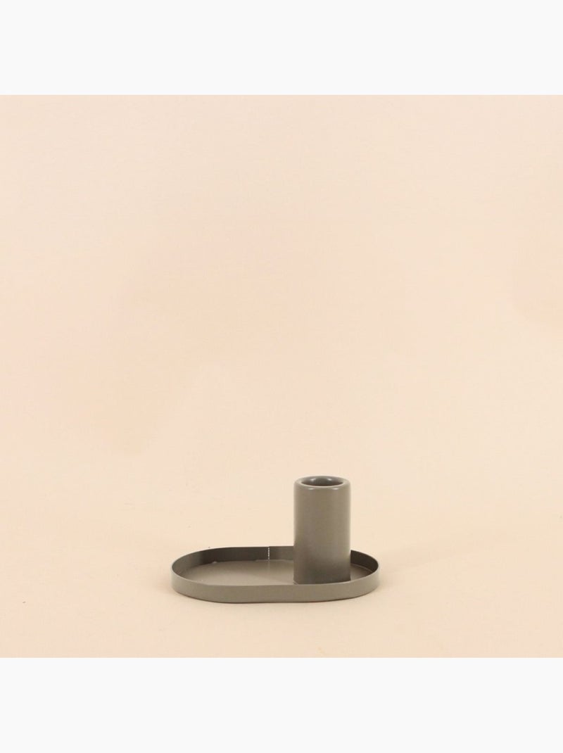 Bougeoir en métal kaki base ovale 12x6cm Vert - Kiabi