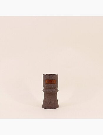 Bougeoir en papier maché marron 13,5cm