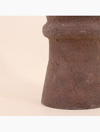 Bougeoir en papier maché marron 13,5cm