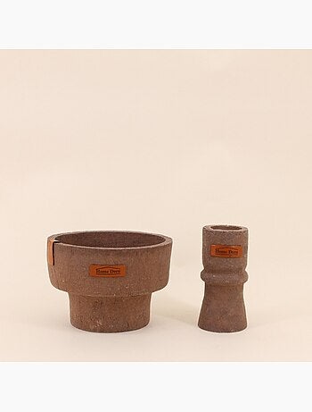 Bougeoir en papier maché marron 13,5cm