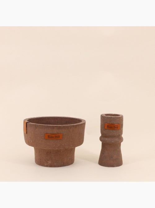 Bougeoir en papier maché marron 13,5cm - Kiabi