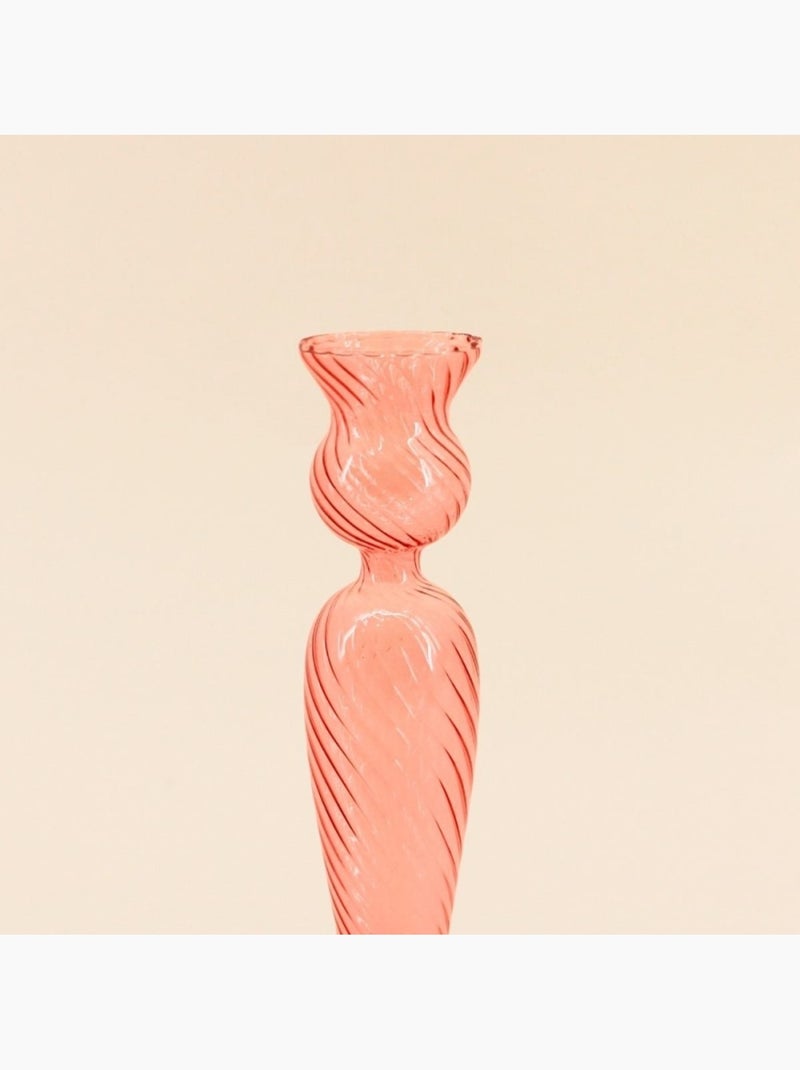 Bougeoir en verre 18cm Rose - Kiabi
