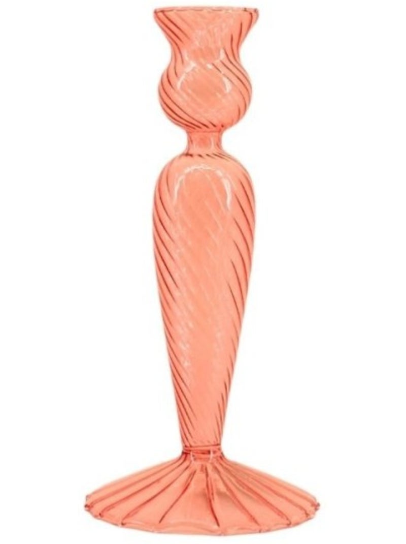 Bougeoir en verre 18cm Rose - Kiabi