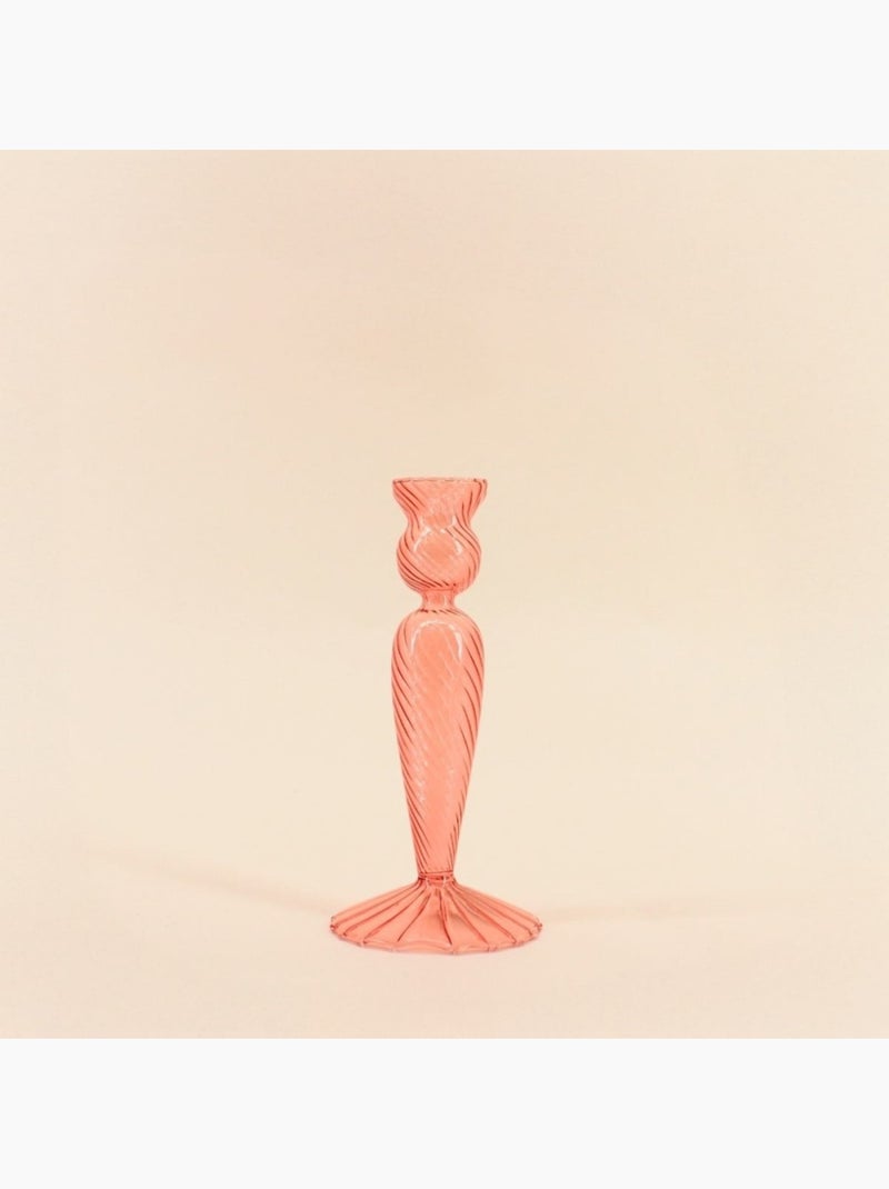 Bougeoir en verre 18cm Rose - Kiabi
