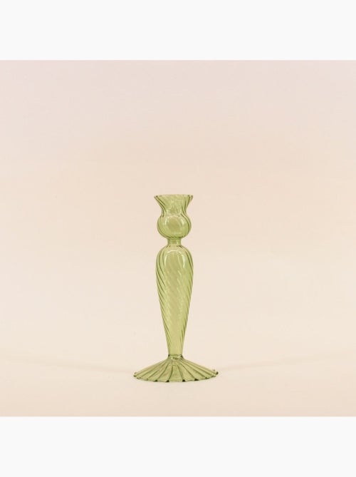Bougeoir en verre 18cm - Kiabi
