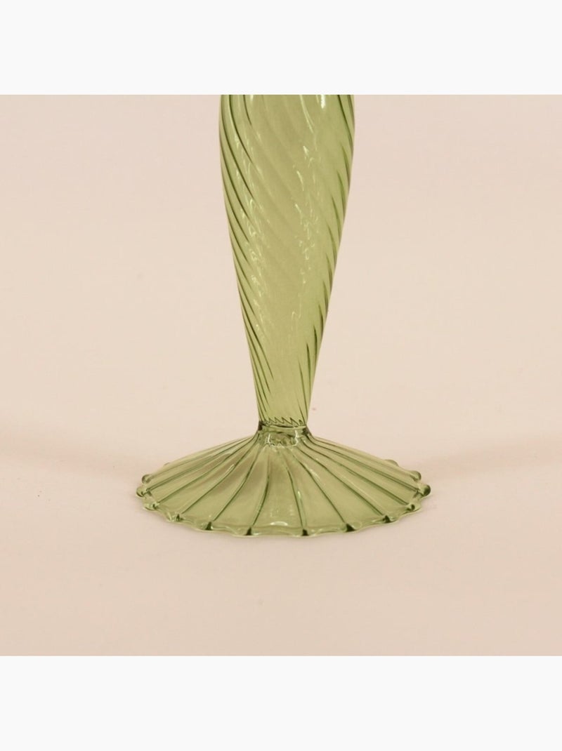 Bougeoir en verre 18cm Vert - Kiabi