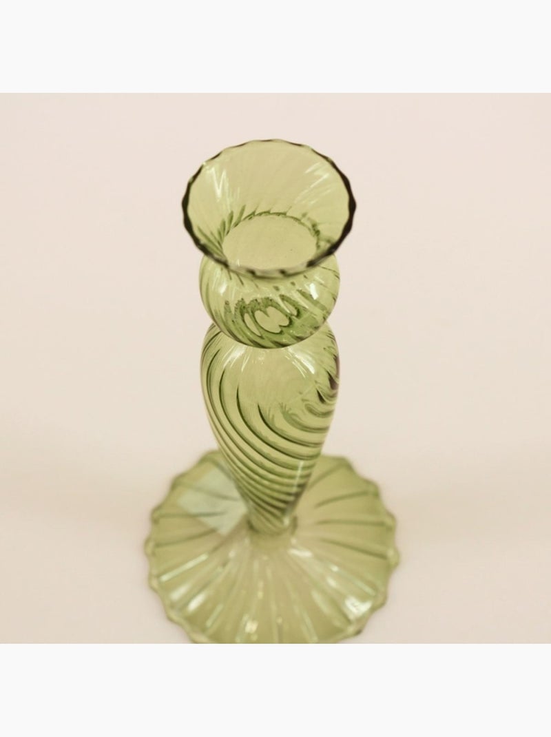 Bougeoir en verre 18cm Vert - Kiabi