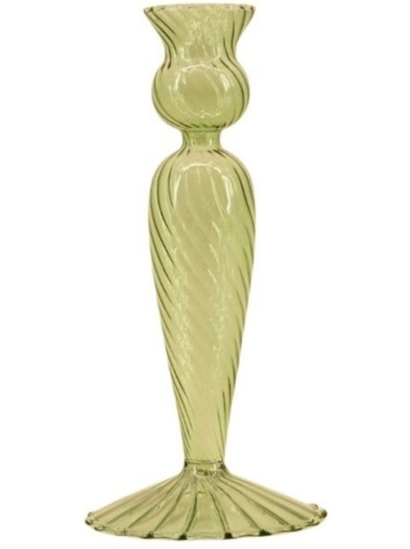 Bougeoir en verre 18cm Vert - Kiabi