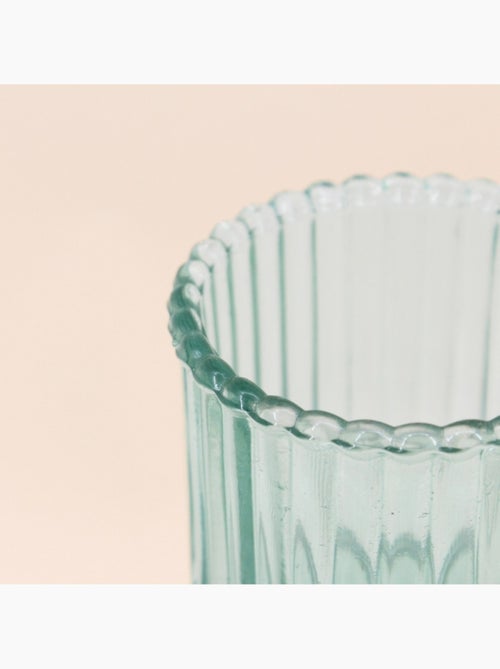 Bougeoir en verre strié vert 23cm - Kiabi