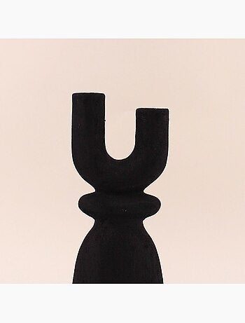 Bougeoir en Y en grès noir 29cm