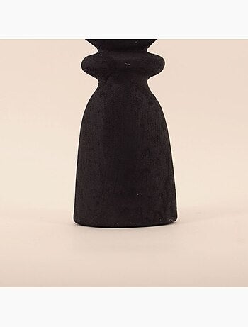 Bougeoir en Y en grès noir 29cm