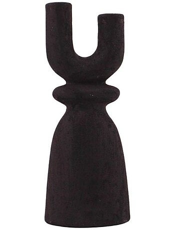 Bougeoir en Y en grès noir 29cm