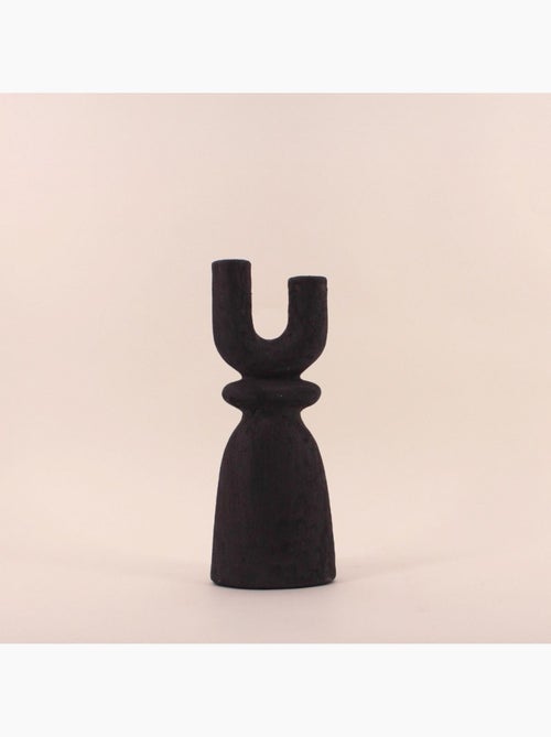 Bougeoir en Y en grès noir 29cm - Kiabi