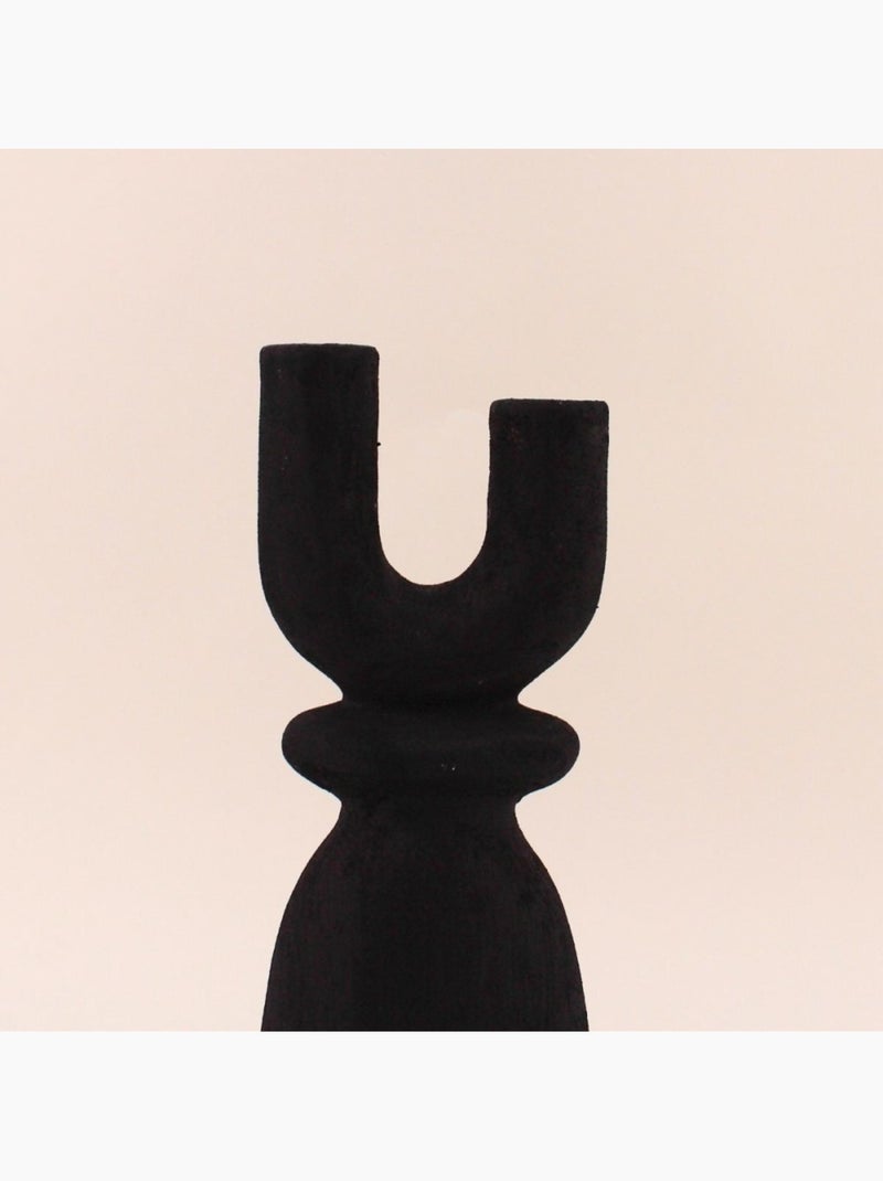 Bougeoir en Y en grès noir 29cm Noir - Kiabi
