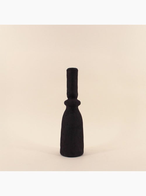 Bougeoir en Y en grès noir 29cm - Kiabi