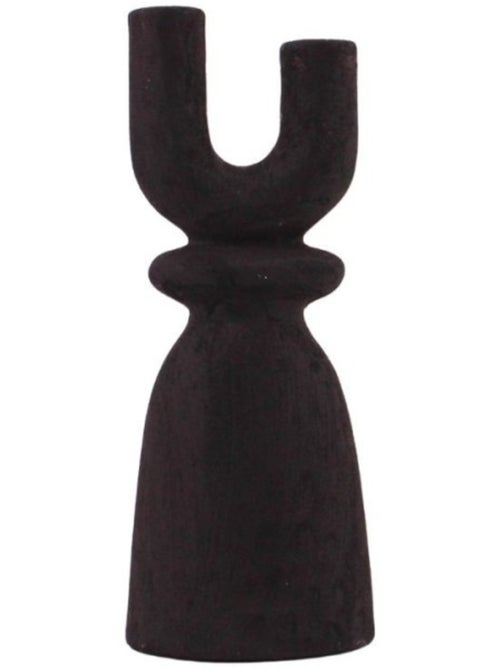 Bougeoir en Y en grès noir 29cm - Kiabi