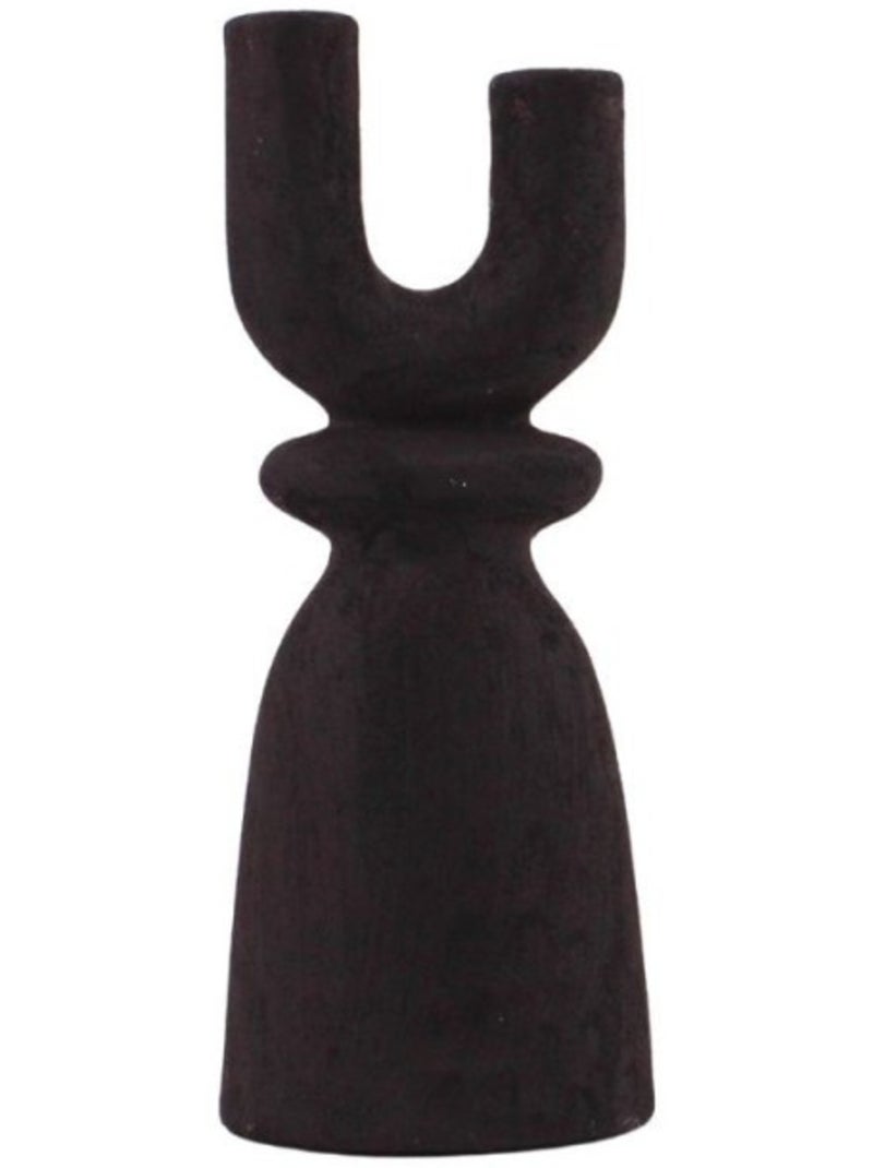 Bougeoir en Y en grès noir 29cm Noir - Kiabi