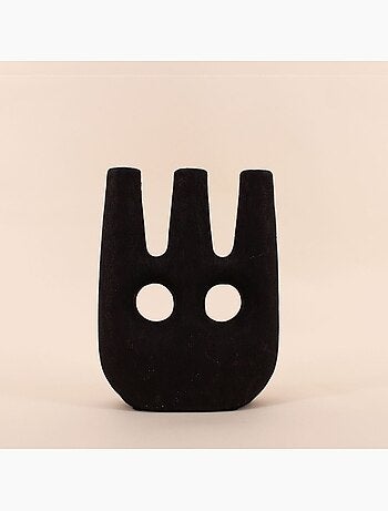 Bougeoir ethnique céramique noir 24cm