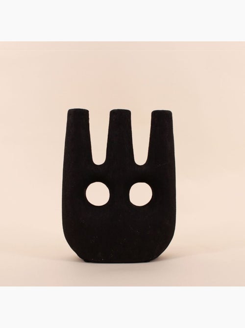 Bougeoir ethnique céramique noir 24cm - Kiabi