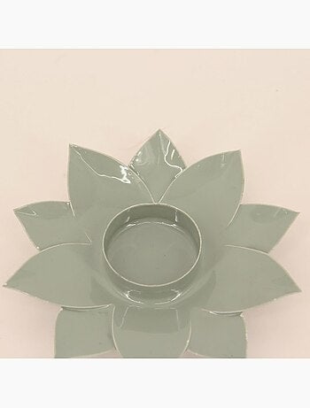 Bougeoir forme fleur vert 12cm