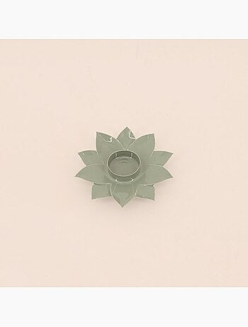Bougeoir forme fleur vert 12cm