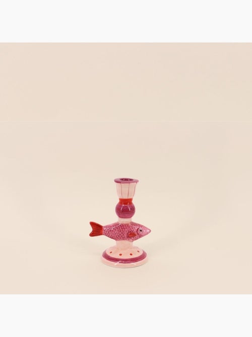 Bougeoir forme poisson en dolomite violet 15cm - Kiabi