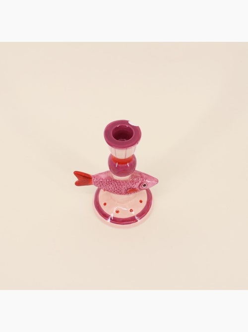 Bougeoir forme poisson en dolomite violet 15cm - Kiabi