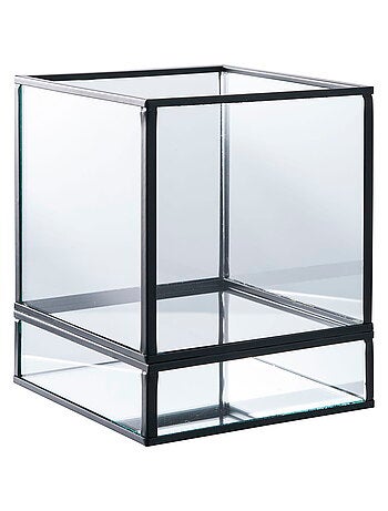 Bougeoir Hurricane - Bougeoir, métal/verre, noir 12x15 cm.