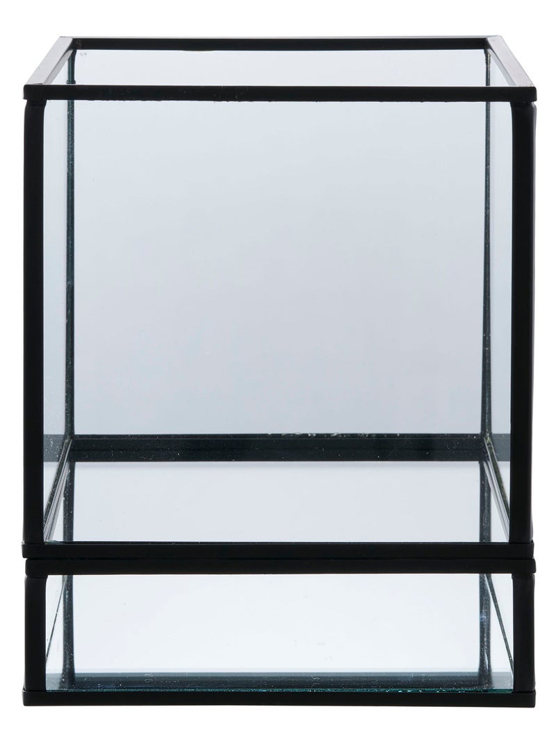 Bougeoir Hurricane - Bougeoir, métal/verre, noir 12x15 cm. Noir - Kiabi
