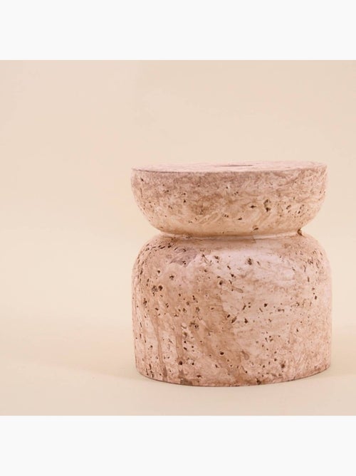 Bougeoir imitation travertin 10cm - Kiabi